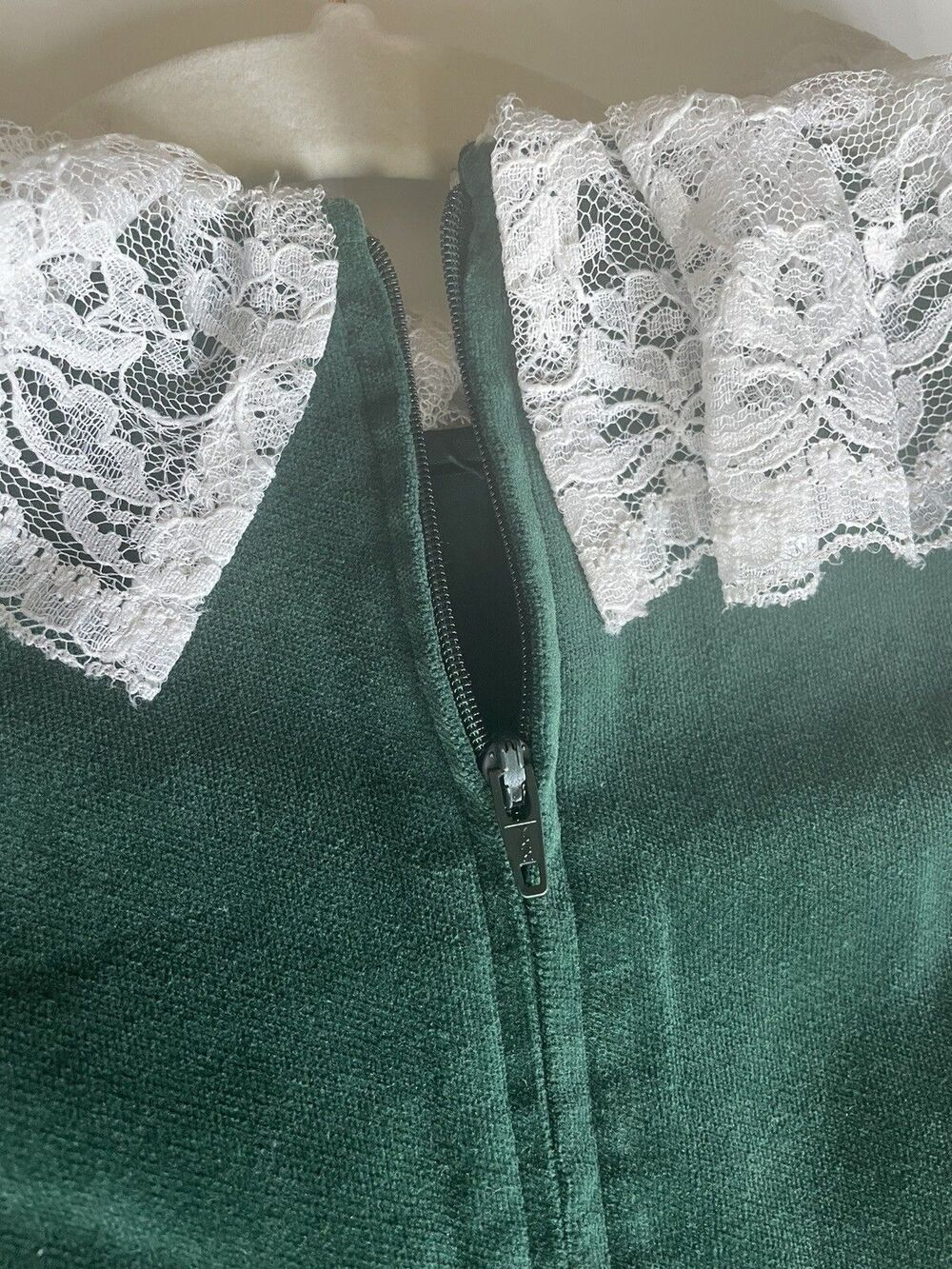 Children’s Vintage Christmas Holiday Dress 2T Velvet Plaid Lace Collar - Picture 9 of 14